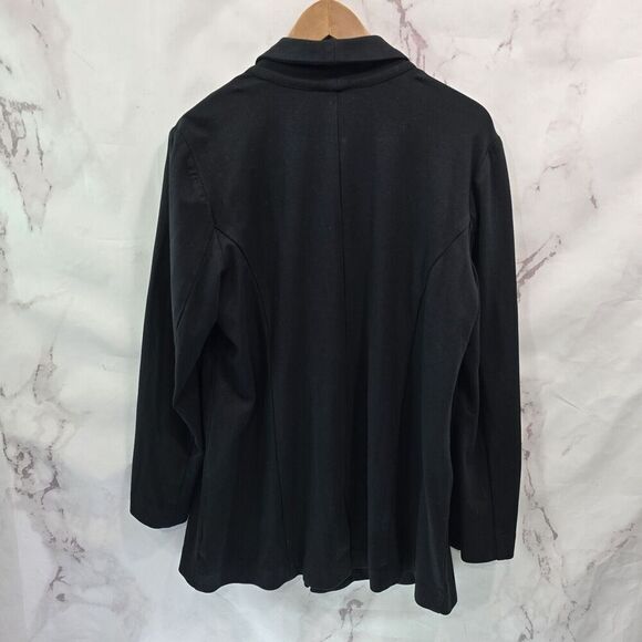 J Jill Jacket Women Large Black Ponte Knit Unstructured Blazer One Button - Picture 5 of 12
